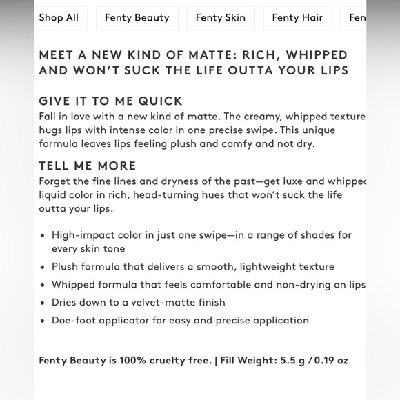 Fenty Beauty Icon Velvet Liquid Lipstick - Picture 6 of 6